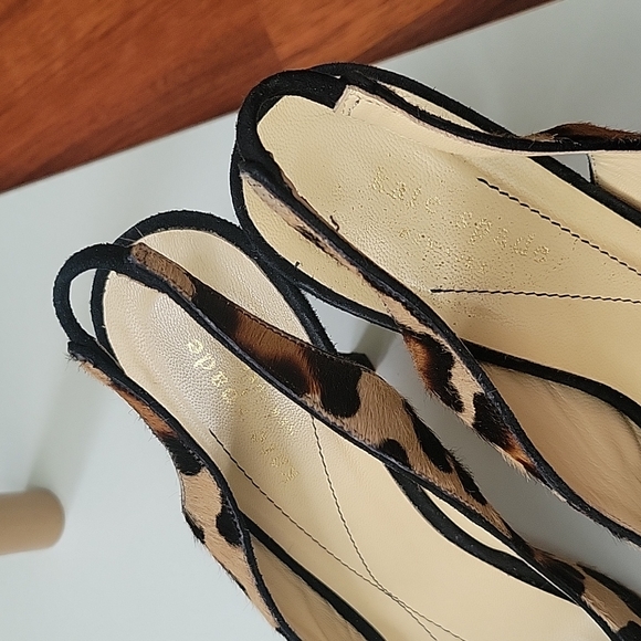 Kate Spade Calf Hair Animal Leopard Print pee ptoe Slingback platform Sz 8 - Picture 5 of 13